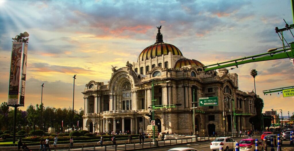 mexico city, sunset, architecture, city, nature, urban, mexico, fine arts, palace, central axis, afternoon, museum